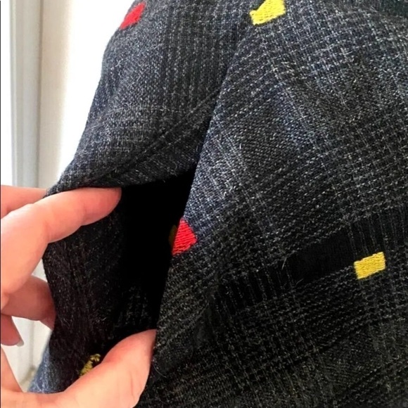 Womens Vintage 70s Sz 2 Skirt Wool Blend Button Front A Line Black Plaid Check - Picture 6 of 6